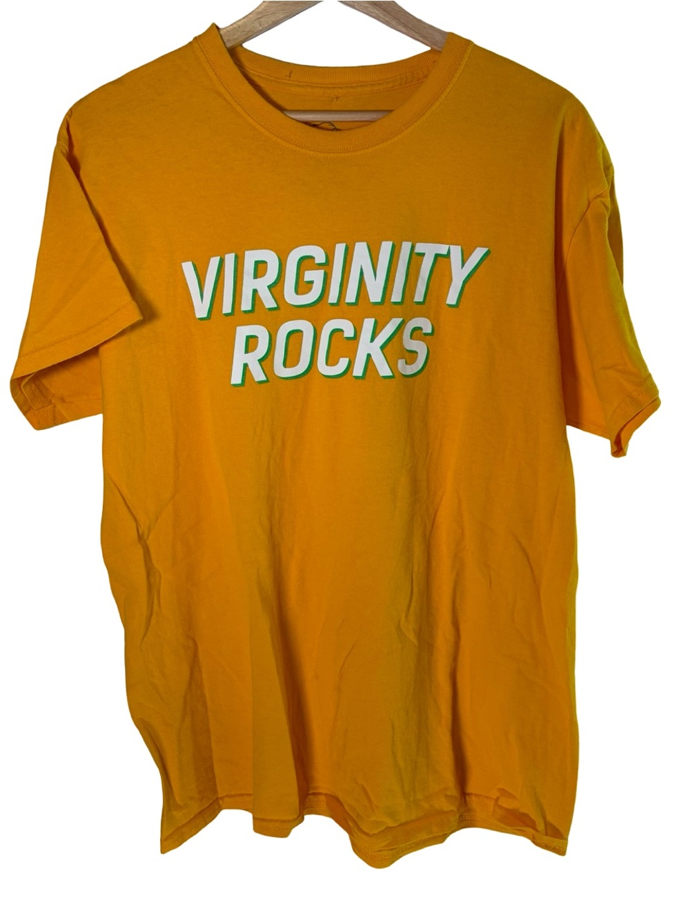 Danny Duncan "Virginity Rocks" golden short sleeve adult tee